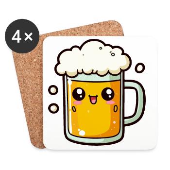 Comic Bier - Untersetzer (4er-Set) - Weiß - Vorne
