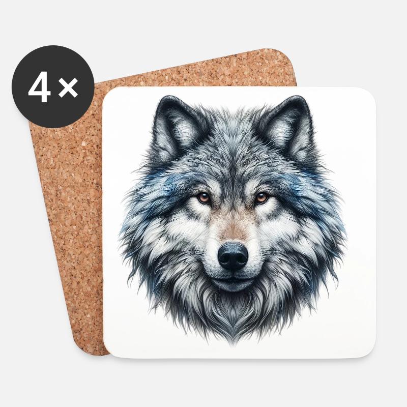 Wolf - Untersetzer (4er-Set) - Weiß