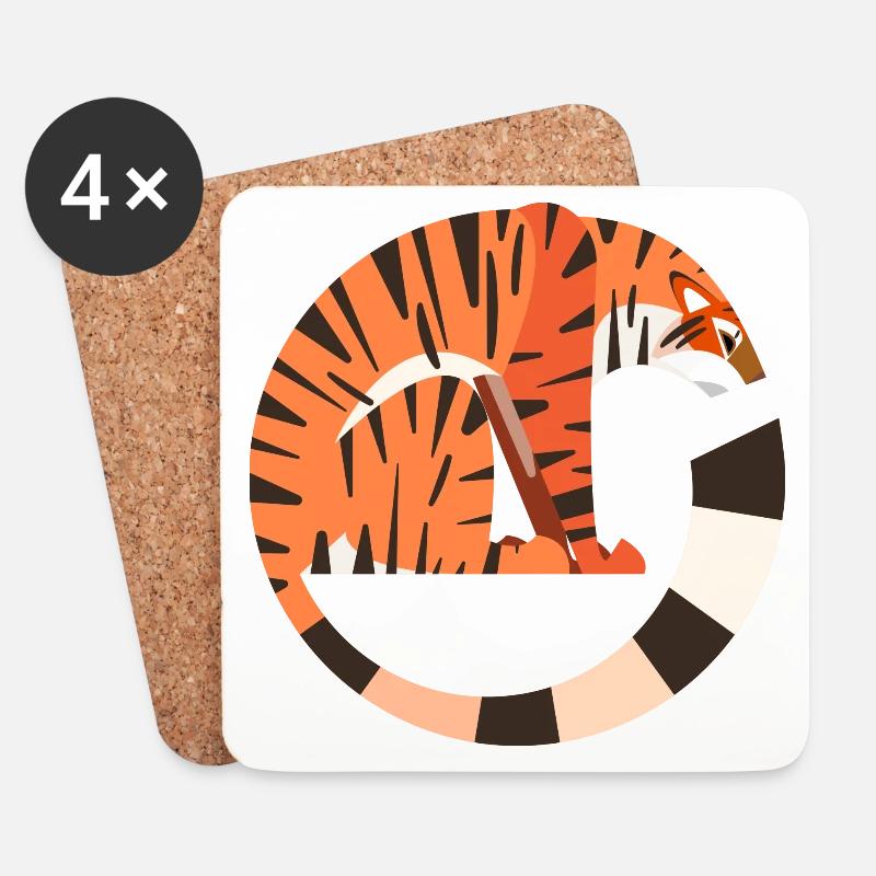 Tiger - Untersetzer (4er-Set) - Weiß