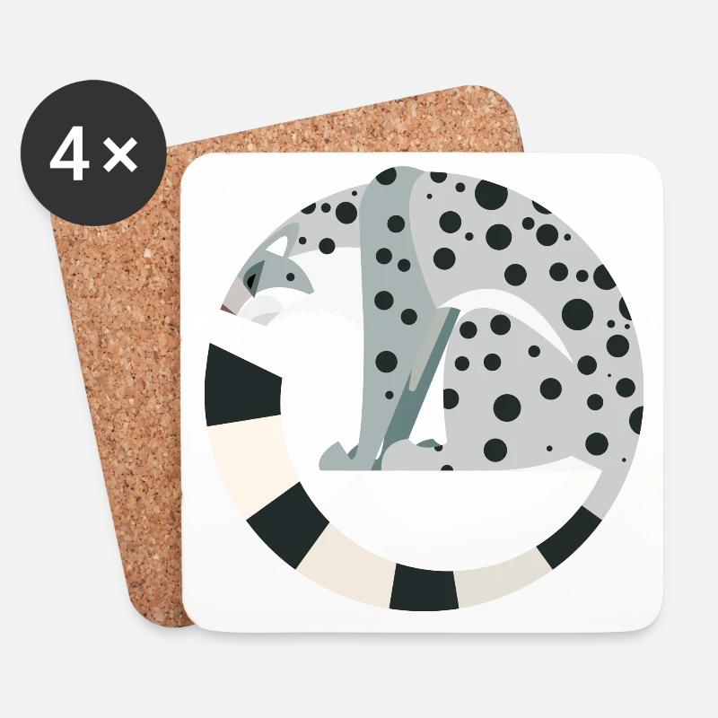 Schneeleopard - Untersetzer (4er-Set) - Weiß