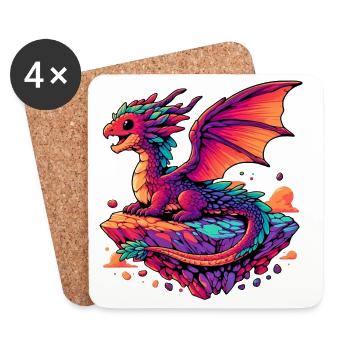 Drache - Untersetzer (4er-Set) - Weiß - Vorne