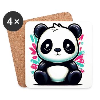 Panda - Untersetzer (4er-Set) - Weiß - Vorne