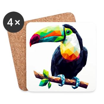 Toucan polygonal - Dessous de verre (lot de 4) - blanc - Devant
