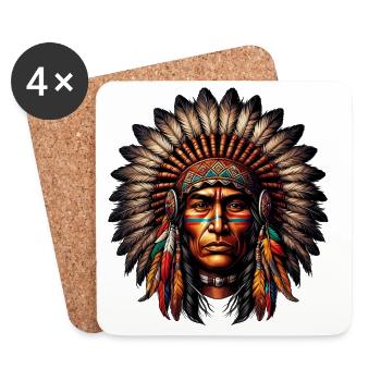 Amérindien Américain - Dessous de verre (lot de 4) - blanc - Devant