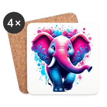 Elefant - Untersetzer (4er-Set) - Weiß - Vorne