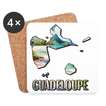 Watercolor Map Guadeloupe - Coasters (set of 4) - white - Front