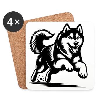 Siberian Husky - Untersetzer (4er-Set) - Weiß - Vorne
