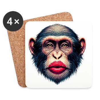 Baiser de singe - Dessous de verre (lot de 4) - blanc - Devant