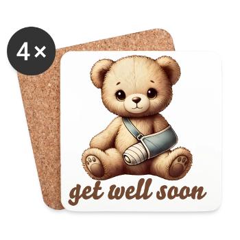 heartwarming cuddly toy - teddy brings comfort - Coasters (set of 4) - white - Front