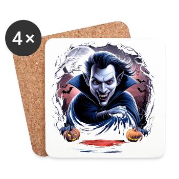 Reißzähne & Schrecken Halloween Vampir - Untersetzer (4er-Set) - Weiß - Vorne