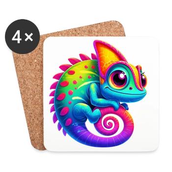 Caméléon - Dessous de verre (lot de 4) - blanc - Devant