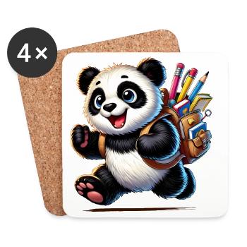 Back to school with Panda:Panda for school beginners - Coasters (set of 4) - white - Front