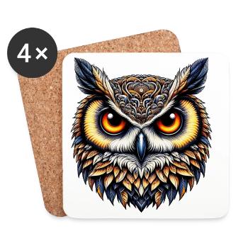 Hibou - Dessous de verre (lot de 4) - blanc - Devant