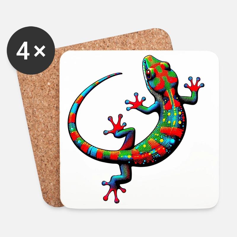 Gecko - Untersetzer (4er-Set) - Weiß