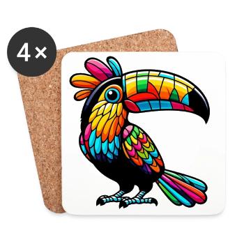 Toucan arlequin - Dessous de verre (lot de 4) - blanc - Devant