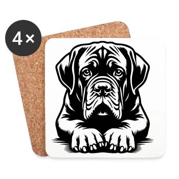 Bordeauxdogge Kopf mit Pfoten - Untersetzer (4er-Set) - Weiß - Vorne