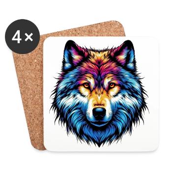 Wolf - Untersetzer (4er-Set) - Weiß - Vorne