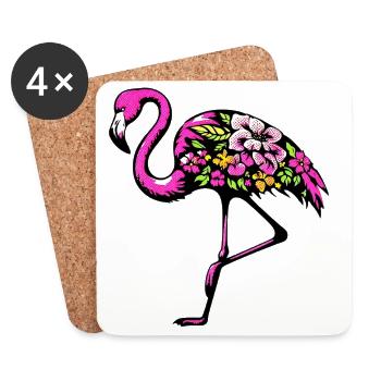 Flamant - Dessous de verre (lot de 4) - blanc - Devant