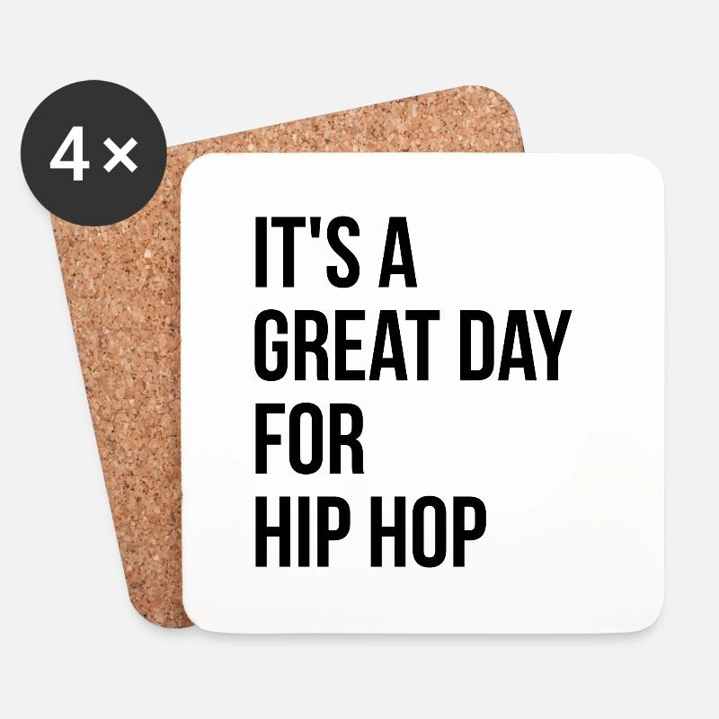 Hip-Hop (Englisch) - Untersetzer (4er-Set) - Weiß