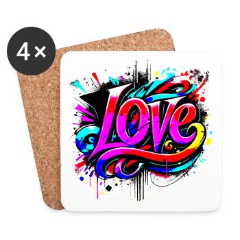 Love Graffiti Lettering - Coasters (set of 4) - white - Front