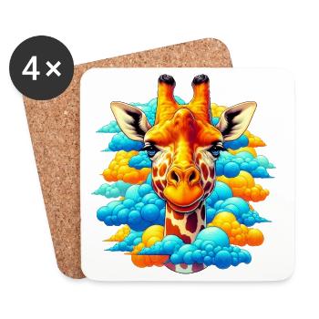 Giraffe with head in cloud clouds - Coasters (set of 4) - white - Front