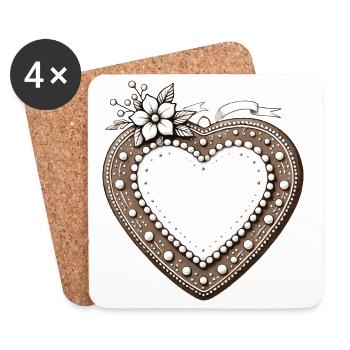 Gingerbread Heart Frame Tradition and love combined - Coasters (set of 4) - white - Front