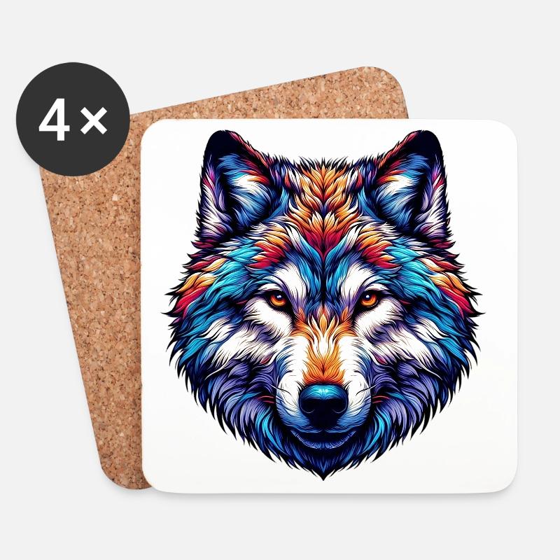 Wolf - Untersetzer (4er-Set) - Weiß