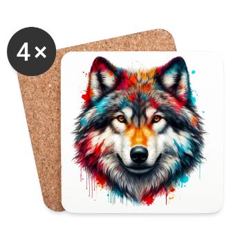 Wolf - Untersetzer (4er-Set) - Weiß - Vorne