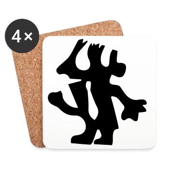 Homme au design minimaliste - Dessous de verre (lot de 4) - blanc - Devant