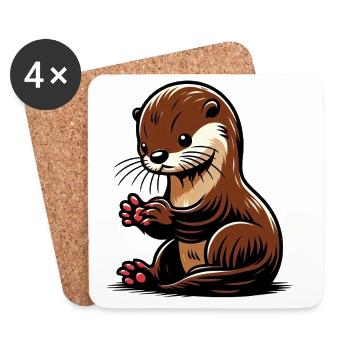 Otter - Coasters (set of 4) - white - Front