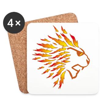 Lion et flammes - Dessous de verre (lot de 4) - blanc - Devant