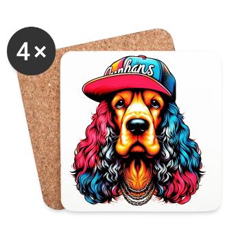 Chien - Dessous de verre (lot de 4) - blanc - Devant