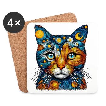 Cat - Coasters (set of 4) - white - Front
