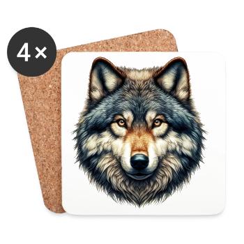 Wolf - Untersetzer (4er-Set) - Weiß - Vorne