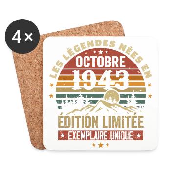 Born in October 1943 | Awesome since October 1943 - Coasters (set of 4) - white - Front