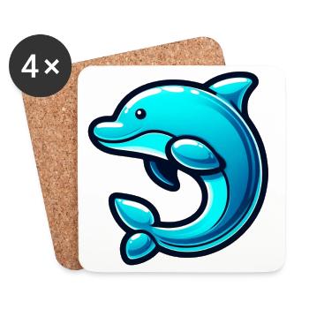 Delfin - Untersetzer (4er-Set) - Weiß - Vorne