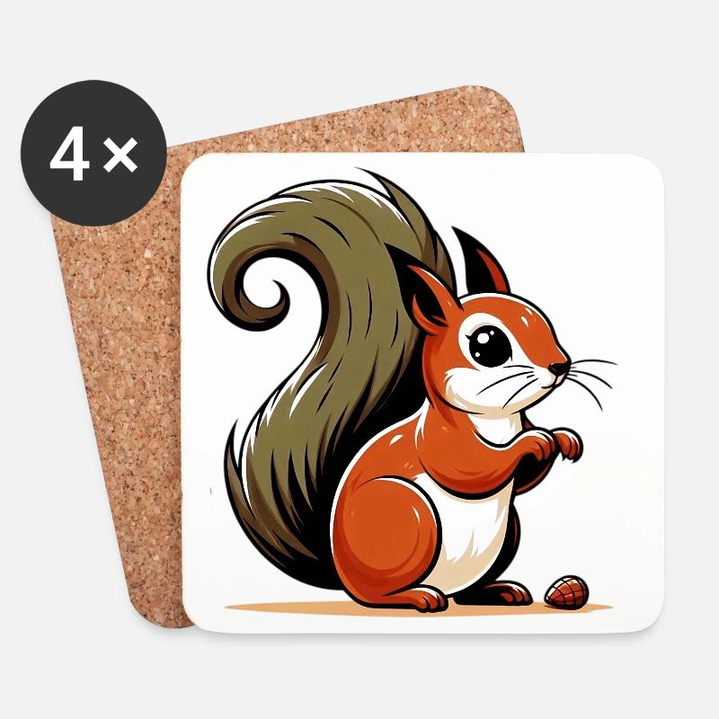Eichhörnchen - Untersetzer (4er-Set) - Weiß