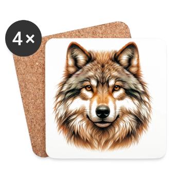 Wolf - Untersetzer (4er-Set) - Weiß - Vorne