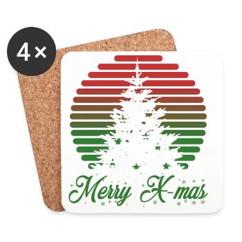 Merry X-mas - Untersetzer (4er-Set) - Weiß - Vorne