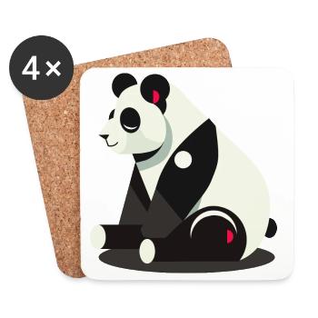 Panda géométrique – minimaliste et mignon - Dessous de verre (lot de 4) - blanc - Devant