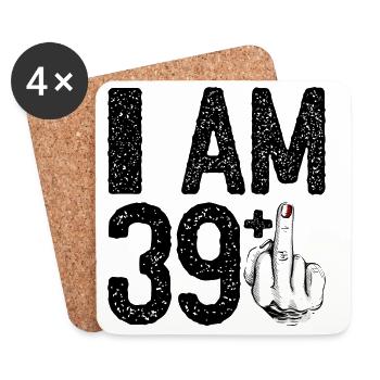 Noir Middle Finger: Red Fingertip - Coasters (set of 4) - white - Front