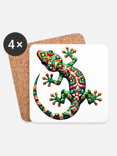 Gecko - Untersetzer (4er-Set) - Weiß
