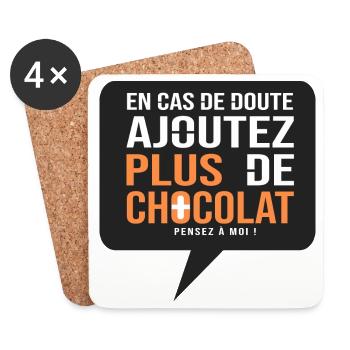 sticker Humour Plus de Chocolat - Dessous de verre (lot de 4) - blanc - Devant
