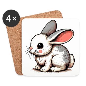 Lapin - Dessous de verre (lot de 4) - blanc - Devant