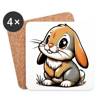 Lapin - Dessous de verre (lot de 4) - blanc - Devant