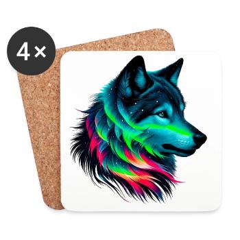 Loup - Dessous de verre (lot de 4) - blanc - Devant