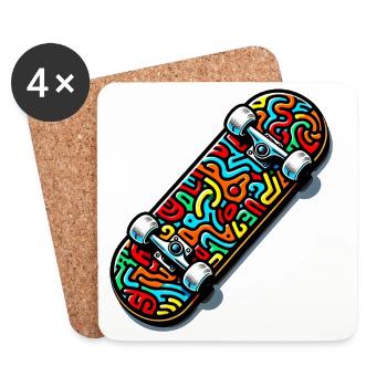 Skateboard - Untersetzer (4er-Set) - Weiß - Vorne