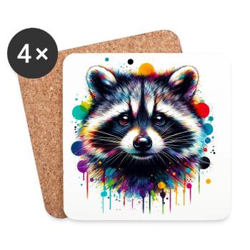 Raccoon - Coasters (set of 4) - white - Front