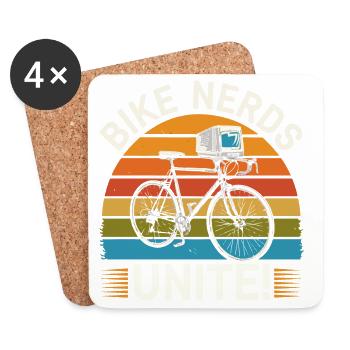 Bike-Nerds vereinigt euch! - Untersetzer (4er-Set) - Weiß - Vorne