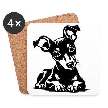 Miniature Pinscher - Coasters (set of 4) - white - Front